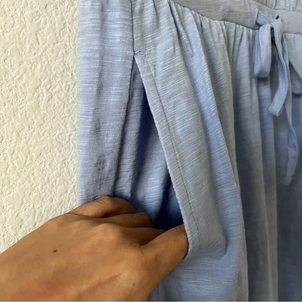 Pact Organic Cotton Slub Weekend Dress Blue Drawstring Casual Minimalist S